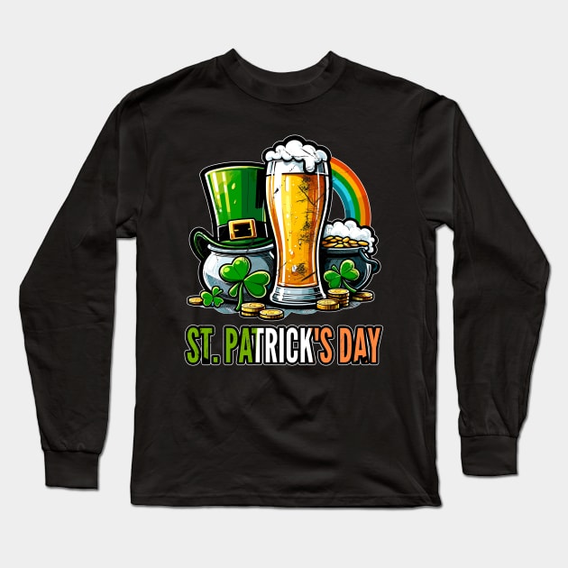 St Patricks Day, Luck O The Brew Long Sleeve T-Shirt by maknatess